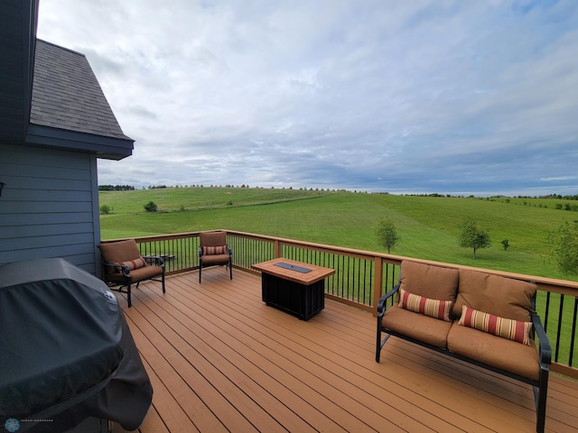 11003 Eagles Nest Ct, Audubon, MN 56511 - wooden terrace featuring a view of rural / pastoral area and grilling area
