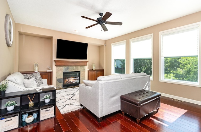 6274 Zircon Ln N, Maple Grove, MN 55311 - living area featuring plenty of natural light, dark wood finished floors, and a fireplace