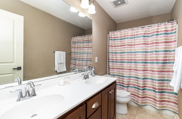 6274 Zircon Ln N, Maple Grove, MN 55311 - bathroom with double vanity, a textured ceiling, and a shower with curtain