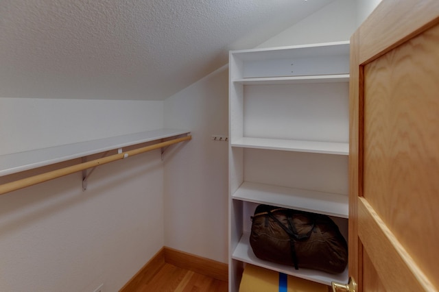 31767 Deacons Way, Pequot Lakes, MN 56472 - spacious closet featuring vaulted ceiling and wood finished floors