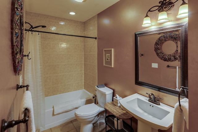 31767 Deacons Way, Pequot Lakes, MN 56472 - full bath with tile patterned floors and shower / bathtub combination with curtain