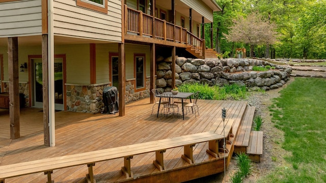 31767 Deacons Way, Pequot Lakes, MN 56472 - wooden terrace with area for grilling and outdoor dining space