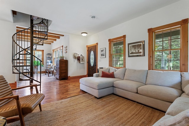 33245 Teal Ave, Shafer Twp, MN 55074 - living area with wood finished floors and stairway