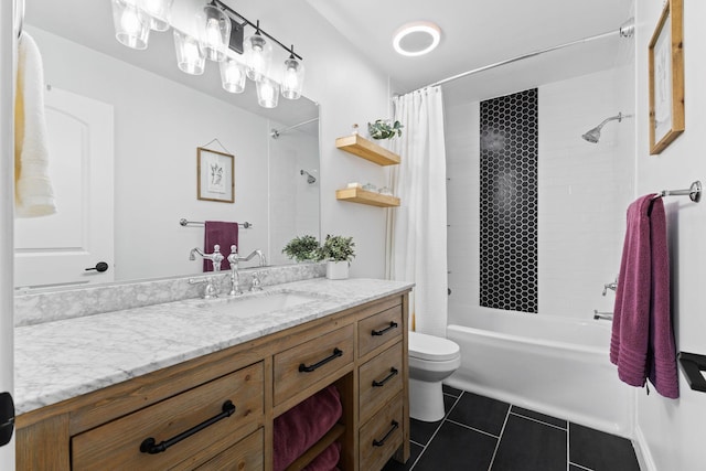 12816 95th Ave N, Maple Grove, MN 55369 - bathroom with vanity, tile patterned floors, and shower / tub combo with curtain