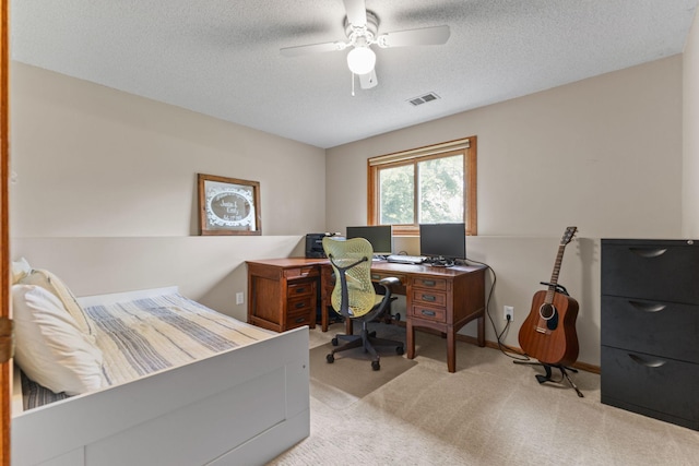 12816 95th Ave N, Maple Grove, MN 55369 - office with a ceiling fan, carpet floors, and a textured ceiling