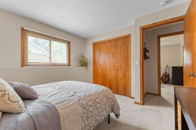 12816 95th Ave N, Maple Grove, MN 55369 - bedroom with light colored carpet, a closet, and a textured ceiling