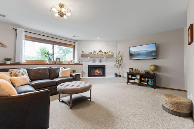 12816 95th Ave N, Maple Grove, MN 55369 - carpeted living area featuring a fireplace and baseboards