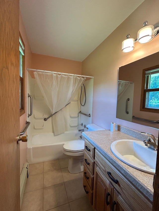 402 6th St NE, Barnesville, MN 56514 - full bath with vanity, shower / tub combo, and tile patterned flooring