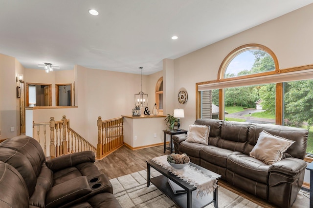 26943 140th St NW, Zimmerman, MN 55398 - living room with a chandelier, light wood-style floors, and recessed lighting