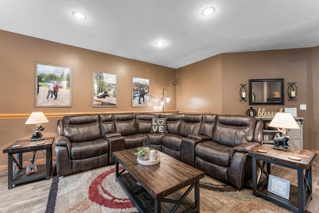 26943 140th St NW, Zimmerman, MN 55398 - living area with a textured ceiling, light wood finished floors, and recessed lighting