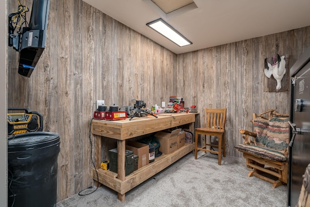 101 Butterfly Ct, Blue Earth, MN 56013 - miscellaneous room featuring wood walls and carpet