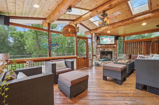 5705 Covington Cir, Minnetonka, MN 55345 - deck with an outdoor living space with a fireplace