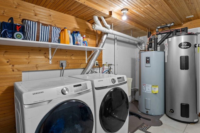 32873 Flanders St NE, Cambridge, MN 55008 - washroom featuring electric water heater, separate washer and dryer, and concrete block wall