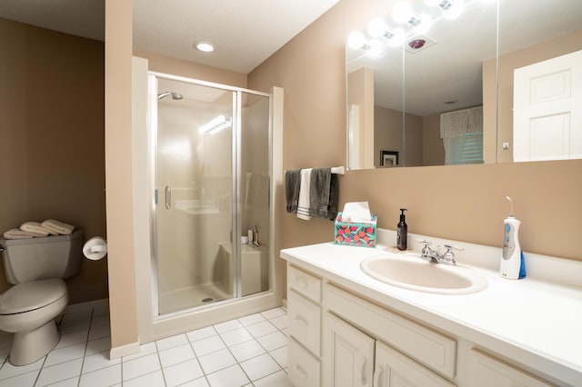 8980 160th Ln NW, Ramsey, MN 55303 - bathroom featuring vanity, a stall shower, and tile patterned flooring