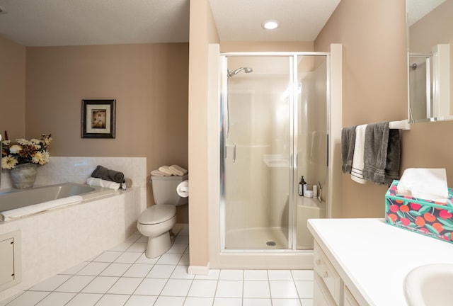 8980 160th Ln NW, Ramsey, MN 55303 - bathroom with a shower stall, tile patterned floors, vanity, and a garden tub