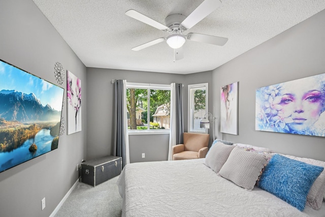 1021 18th Ave SE, Forest Lake, MN 55025 - bedroom with carpet, a textured ceiling, and ceiling fan