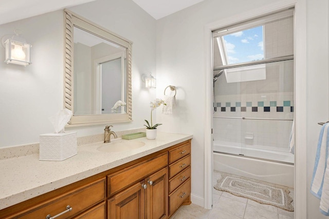 2255 French Creek Cir, Orono, MN 55391 - full bath featuring vanity, bath / shower combo with glass door, and tile patterned flooring