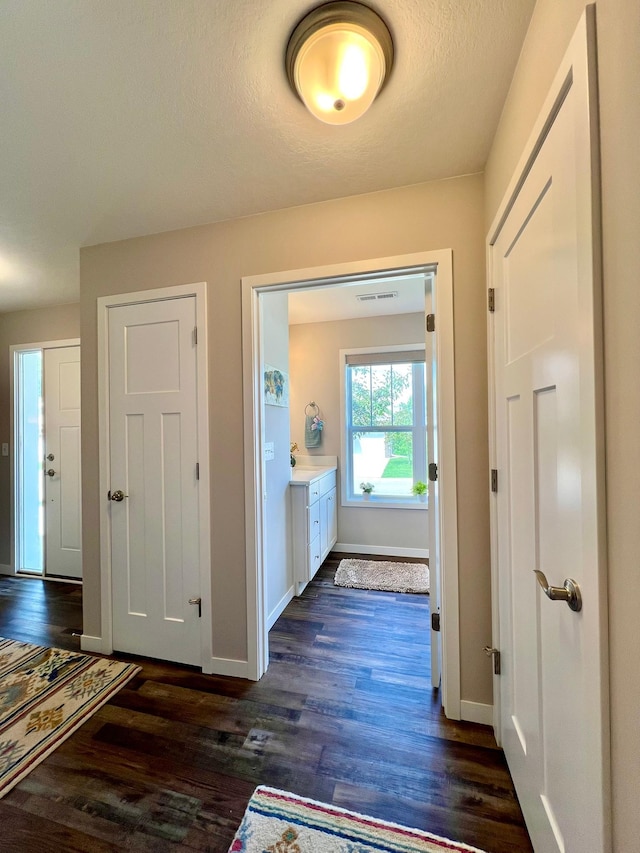 1180 Hewitt Blvd, Red Wing, MN 55066 - hall featuring dark wood-style floors and baseboards