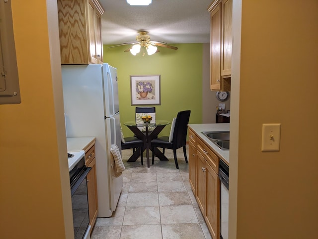 2800 Hillsboro Ave N Unit 113, New Hope, MN 55427 - kitchen with range with electric stovetop, dishwasher, light countertops, and ceiling fan
