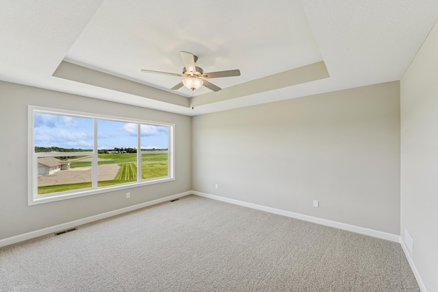 2627 Arbor Dr, Buffalo, MN 55313 - carpeted spare room featuring a raised ceiling and ceiling fan