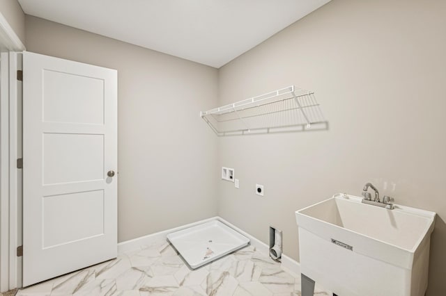 2627 Arbor Dr, Buffalo, MN 55313 - washroom with light marble finish floors, hookup for a washing machine, and electric dryer hookup
