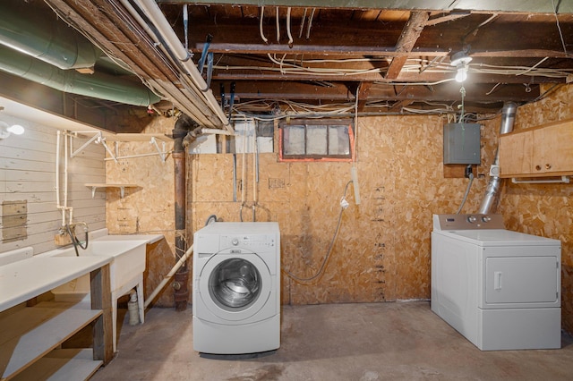 431 19 1/2 Ave N, Saint Cloud, MN 56303 - washroom featuring electric panel and washer and dryer