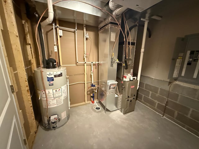 2811 Ivory Ave NE, Saint Michael, MN 55330 - utility room featuring gas water heater, electric panel, and heating unit