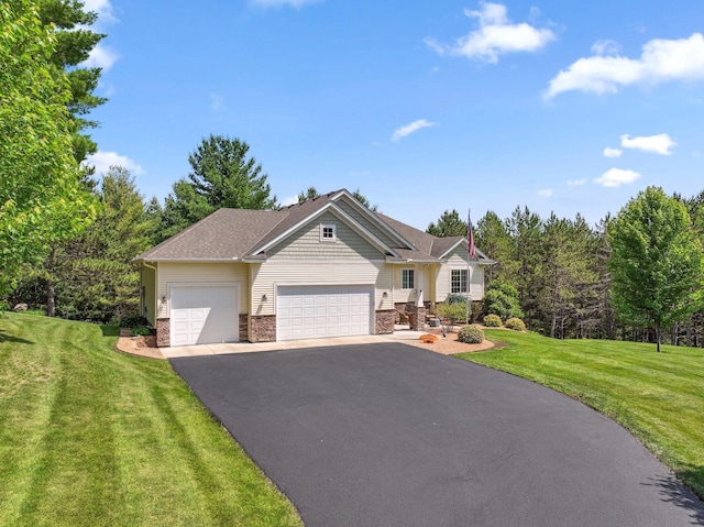13725 Maxwell Rd, Chisago Lake Twp, MN 55013 - view of front of home with a garage, asphalt driveway, and a front yard