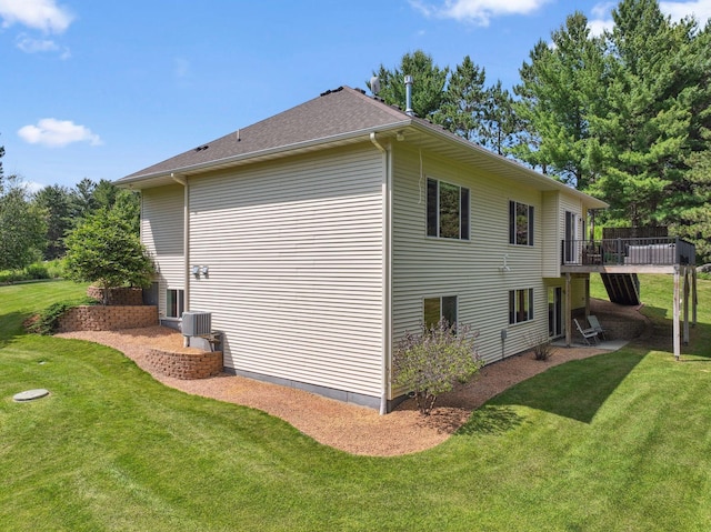 13725 Maxwell Rd, Chisago Lake Twp, MN 55013 - view of side of home featuring a yard and a deck
