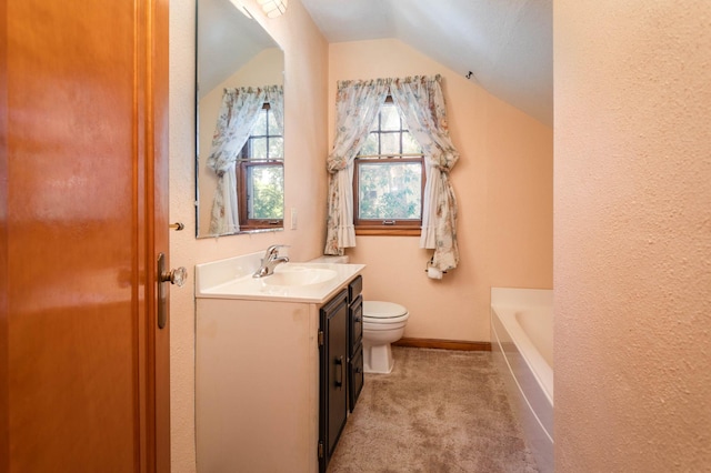 210 1st Ave SW, Glenwood, MN 56334 - full bathroom featuring vanity, vaulted ceiling, and a bath