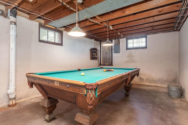210 1st Ave SW, Glenwood, MN 56334 - playroom with concrete floors, electric panel, and pool table