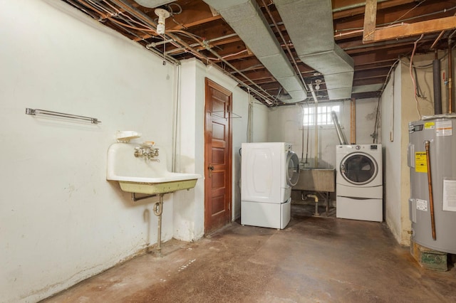 210 1st Ave SW, Glenwood, MN 56334 - below grade area with electric water heater and washer and dryer