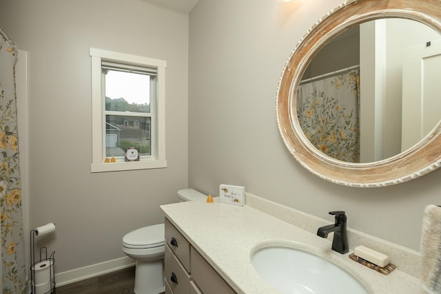 1427 Amco Dr SE, Chatfield, MN 55923 - full bathroom with vanity, wood finished floors, and a shower with curtain