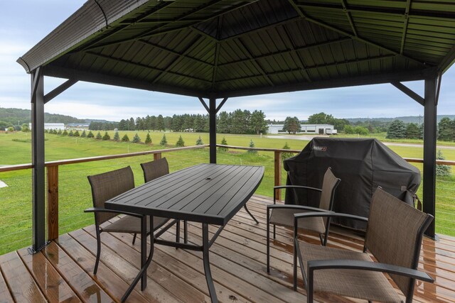 1427 Amco Dr SE, Chatfield, MN 55923 - wooden deck with a gazebo, a yard, area for grilling, and outdoor dining space