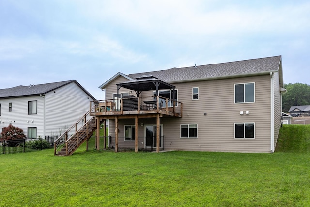 1427 Amco Dr SE, Chatfield, MN 55923 - back of house featuring a gazebo, a deck, stairs, and a shingled roof