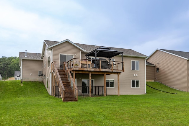 1427 Amco Dr SE, Chatfield, MN 55923 - rear view of property with a gazebo, a deck, stairway, a yard, and a shingled roof