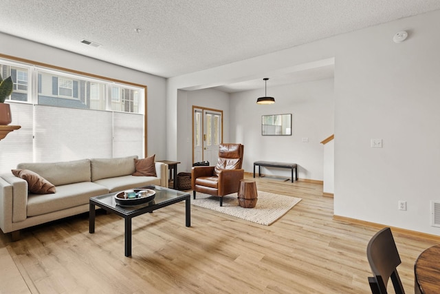 8479 Forestview Ln N, Maple Grove, MN 55369 - living room featuring light wood-style floors and a textured ceiling