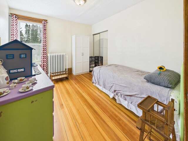 905 3rd Ave SW, Pine City, MN 55063 - bedroom with radiator, light wood-style floors, and a closet