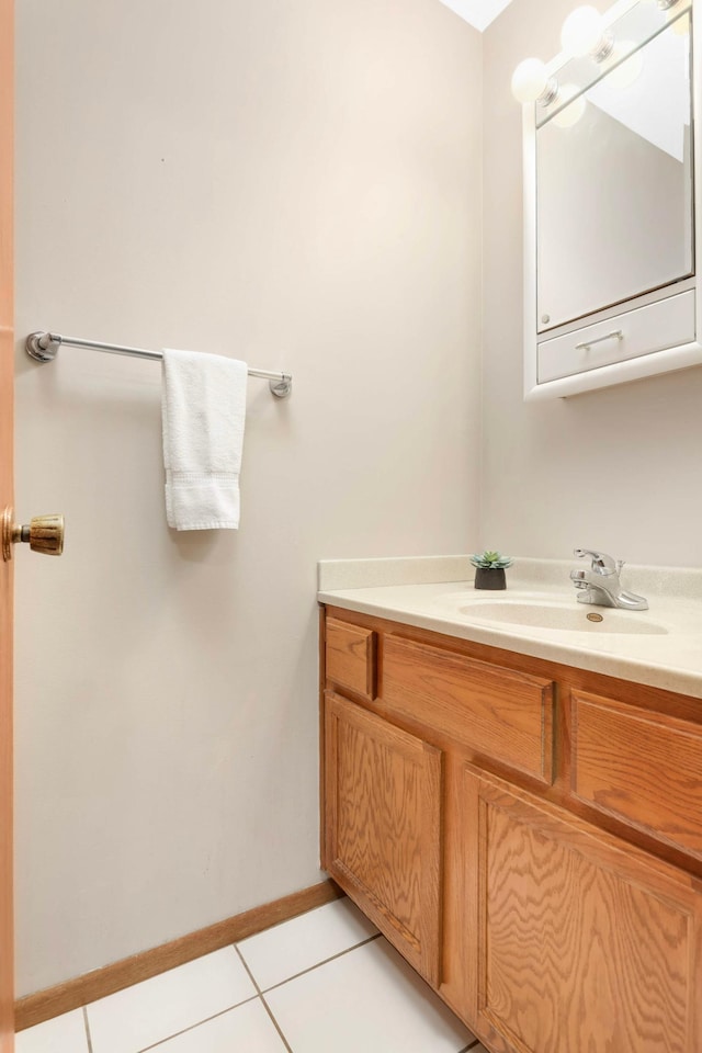 5960 Fernwood St, Shoreview, MN 55126 - bathroom featuring vanity and tile patterned floors