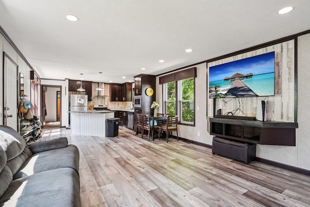 217 Mayfair Rd, Vadnais Heights, MN 55127 - living room featuring light wood-type flooring and recessed lighting
