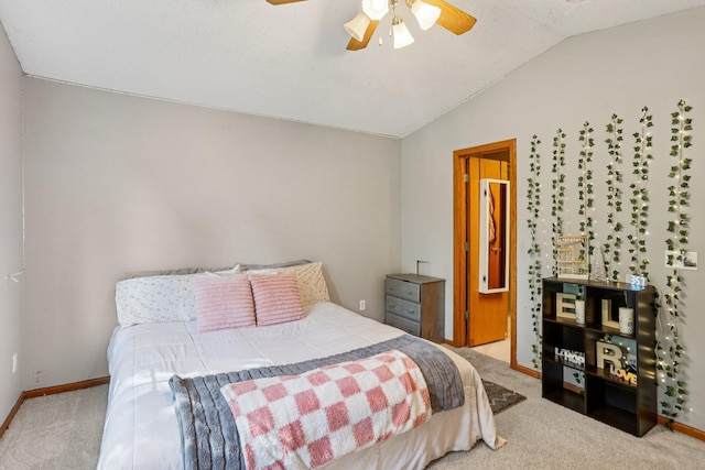2001 Gresham Ave N, Oakdale, MN 55128 - bedroom featuring carpet floors, vaulted ceiling, and a ceiling fan