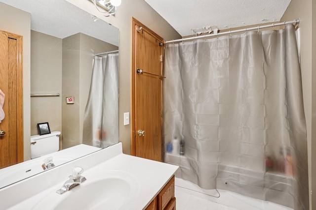 2001 Gresham Ave N, Oakdale, MN 55128 - full bathroom with a textured ceiling, vanity, and a shower with curtain