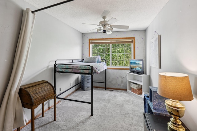 2001 Gresham Ave N, Oakdale, MN 55128 - bedroom featuring carpet floors, a textured ceiling, and ceiling fan