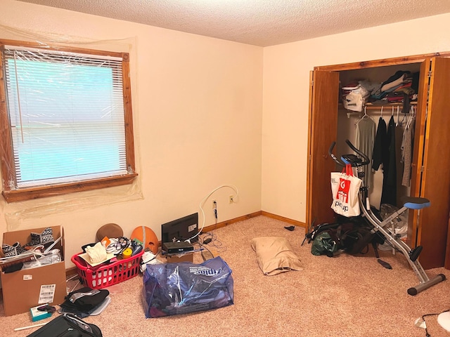 5019/5021 Ojibwa Rd, Brainerd, MN 56401 - carpeted bedroom with a textured ceiling and a closet