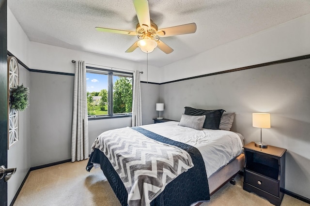 11847 Meadow Curv, Lindstrom, MN 55045 - bedroom with light carpet, a ceiling fan, and a textured ceiling