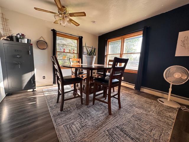 3507 Salo Rd, Waasa Twp, MN 55732 - dining space featuring dark wood-style floors and ceiling fan