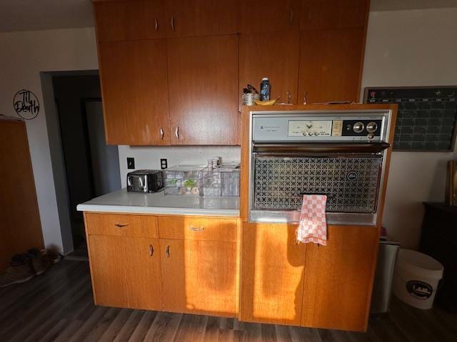 3507 Salo Rd, Waasa Twp, MN 55732 - kitchen featuring stainless steel oven, dark wood-style floors, and light countertops