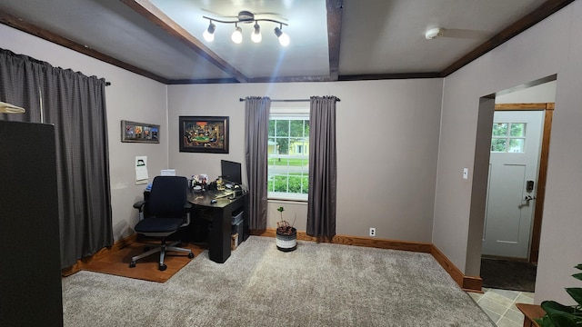 717 2nd Ave SW, Pipestone, MN 56164 - home office with healthy amount of natural light and beamed ceiling