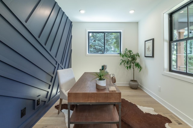 625 Ivy Falls Ave, Mendota Heights, MN 55118 - home office featuring light wood-style flooring and recessed lighting