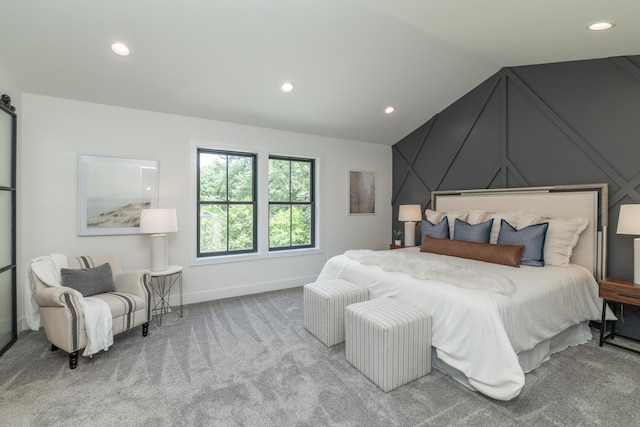 625 Ivy Falls Ave, Mendota Heights, MN 55118 - bedroom with carpet floors, lofted ceiling, and recessed lighting